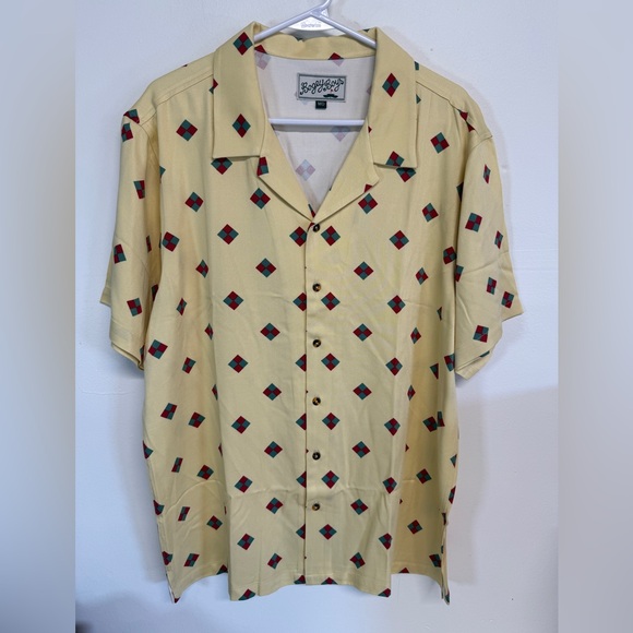 Bogey Boys Other - Bogey Boys Yellow Geo Print Button Front Short Sleeve Shirt Mens Size Medium NEW